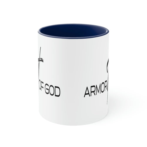 Two-tone Accent Ceramic Mug 11oz - Armor of God Scripture Quote Bible